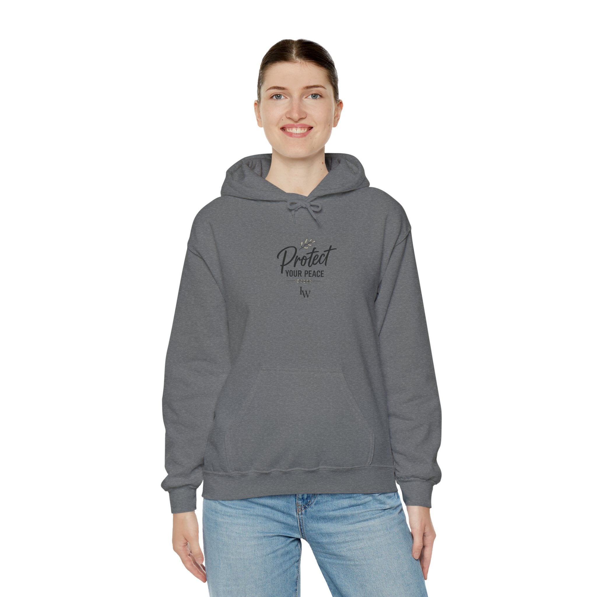 Protect Your Peace Hoodie | Minimal Script Text, White Pullover