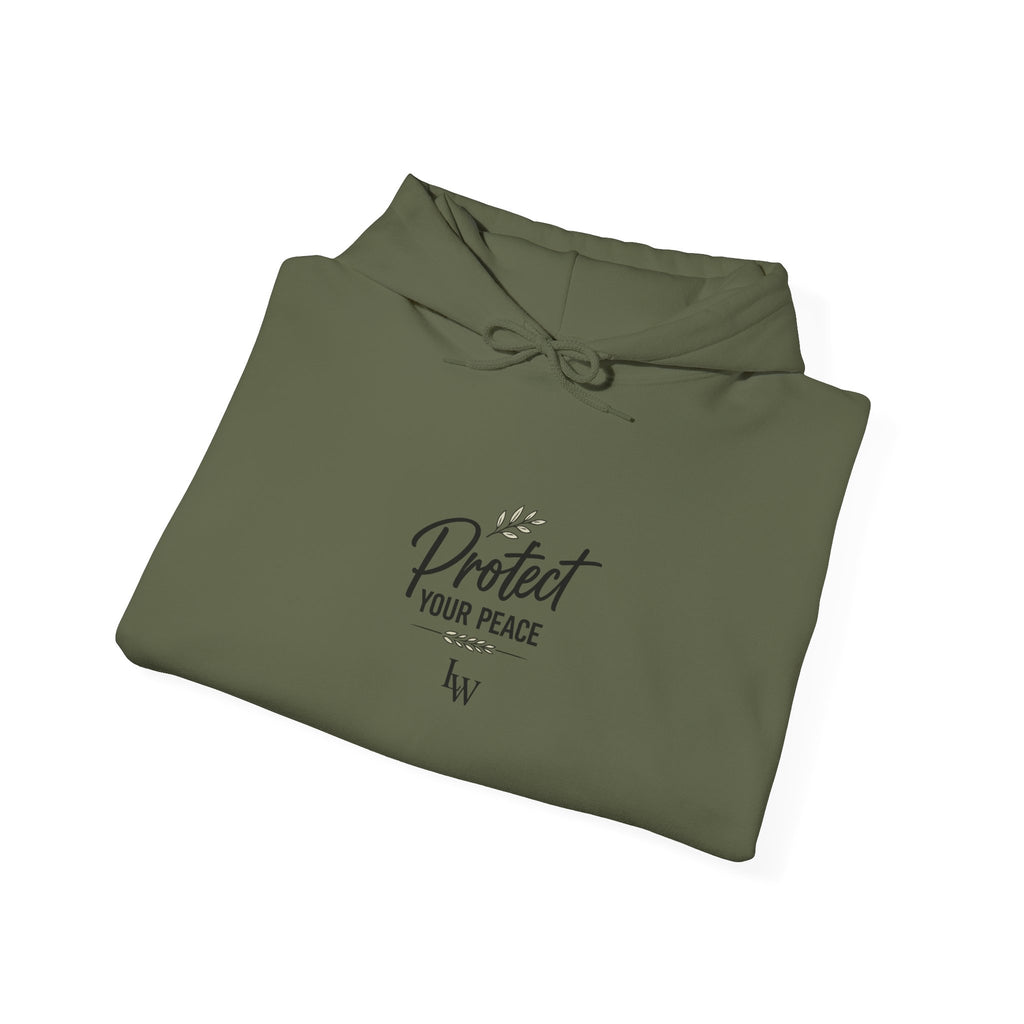 Protect Your Peace Hoodie | Minimal Script Text, White Pullover