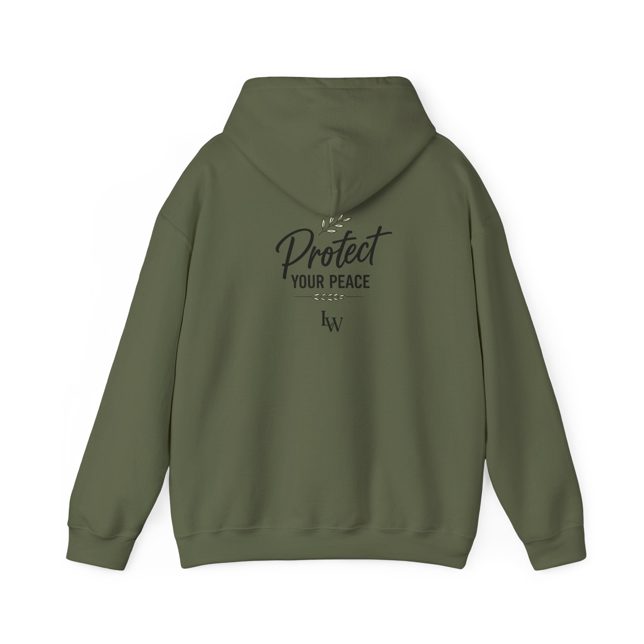 Protect Your Peace Hoodie | Minimal Script Text, White Pullover
