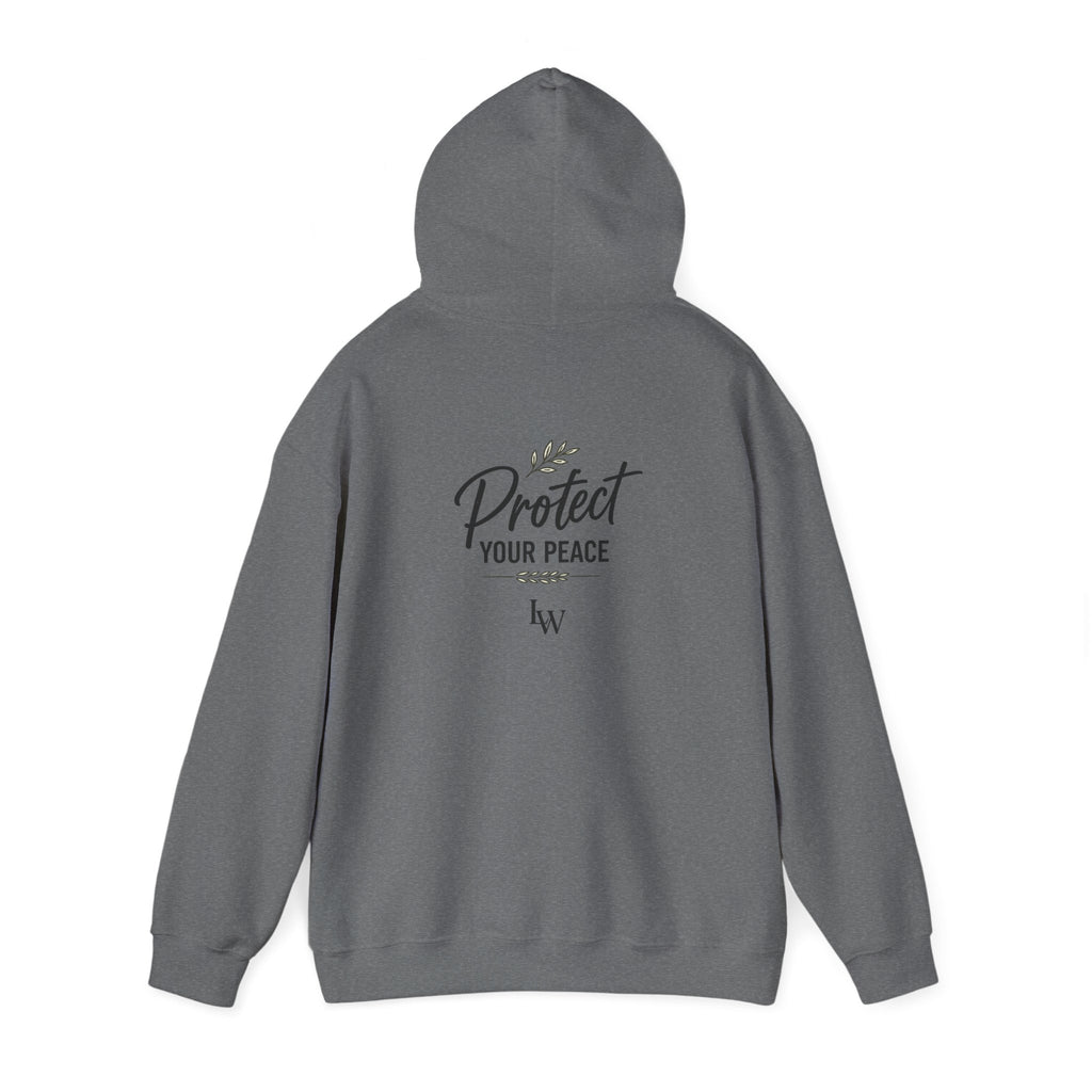 Protect Your Peace Hoodie | Minimal Script Text, White Pullover