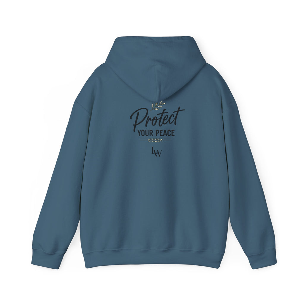 Protect Your Peace Hoodie | Minimal Script Text, White Pullover