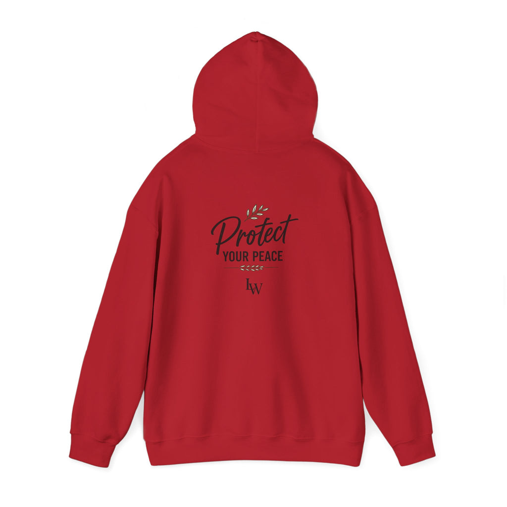 Protect Your Peace Hoodie | Minimal Script Text, White Pullover