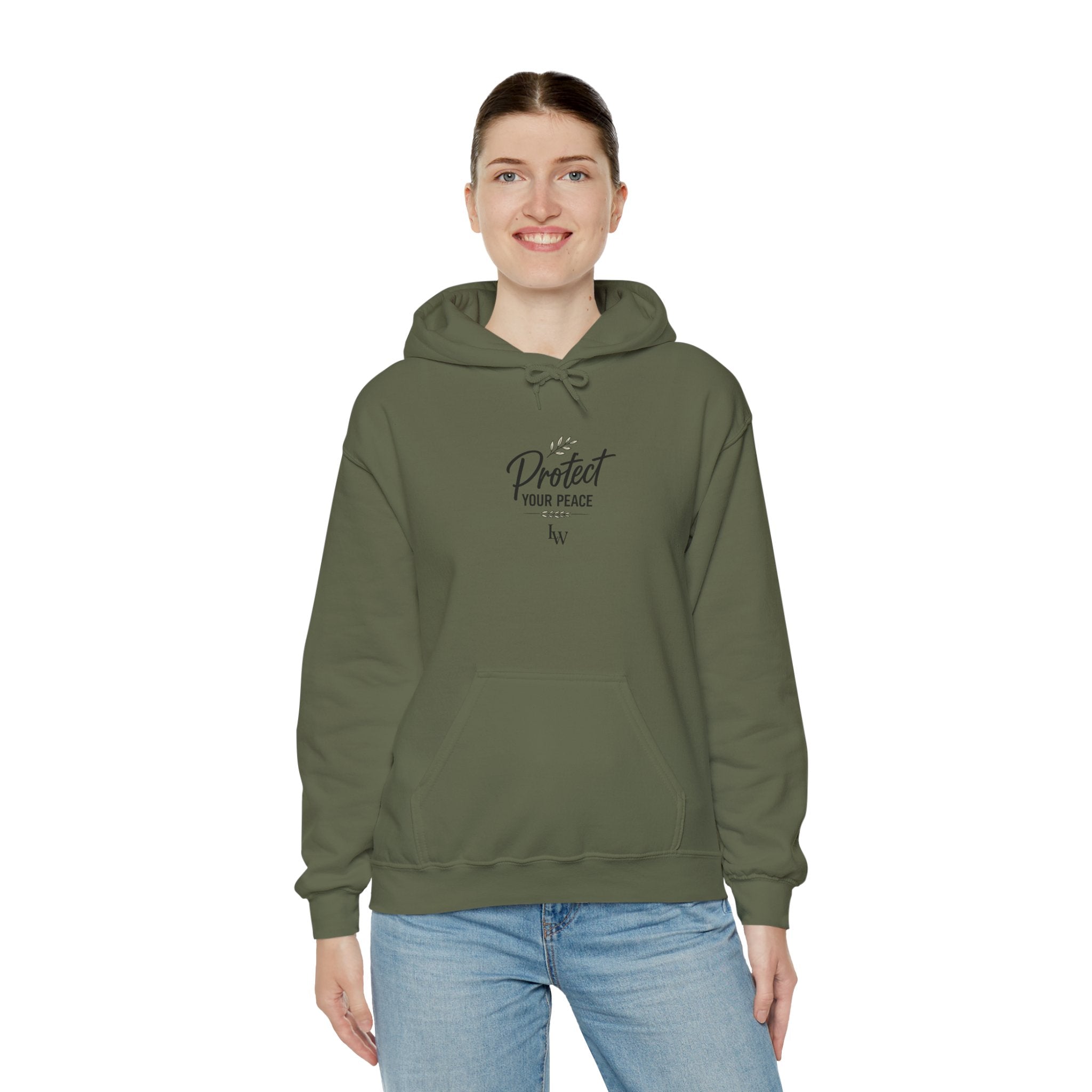 Protect Your Peace Hoodie | Minimal Script Text, White Pullover