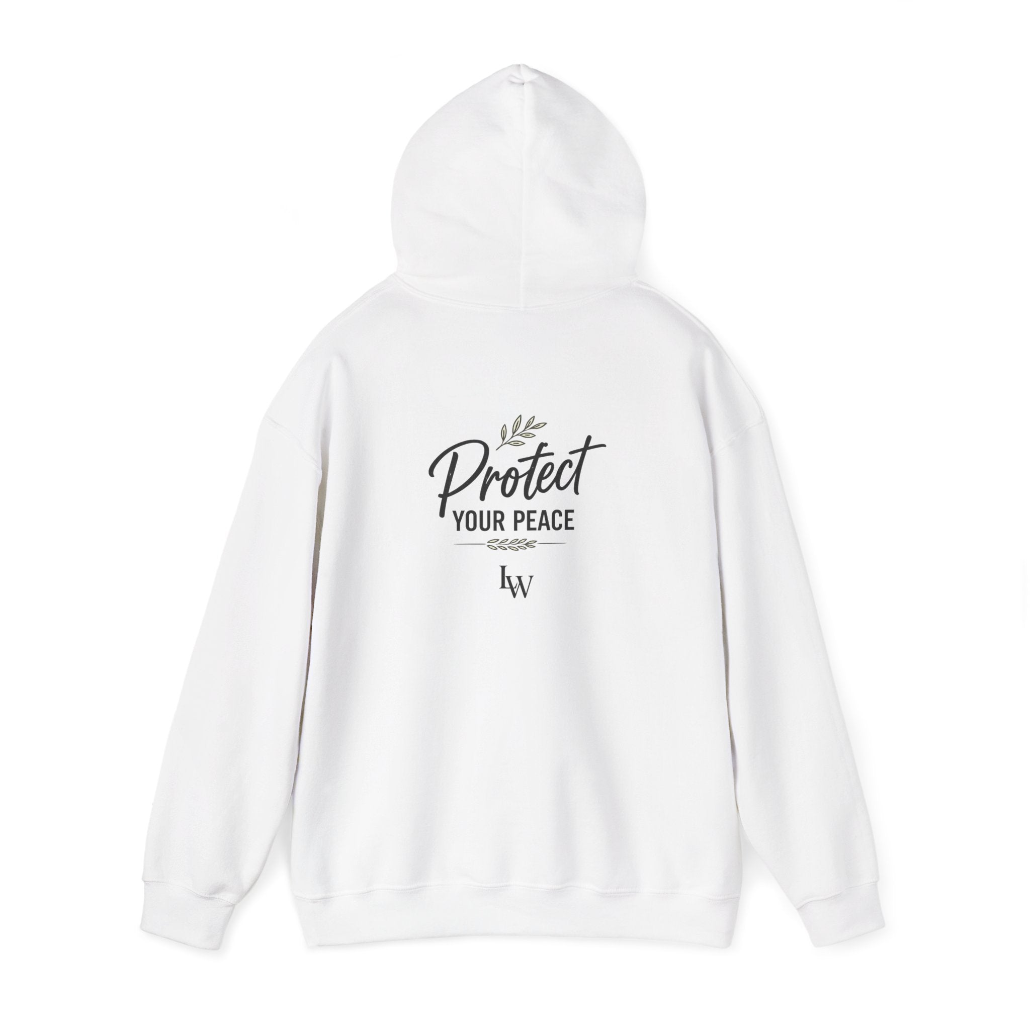 Protect Your Peace Hoodie | Minimal Script Text, White Pullover