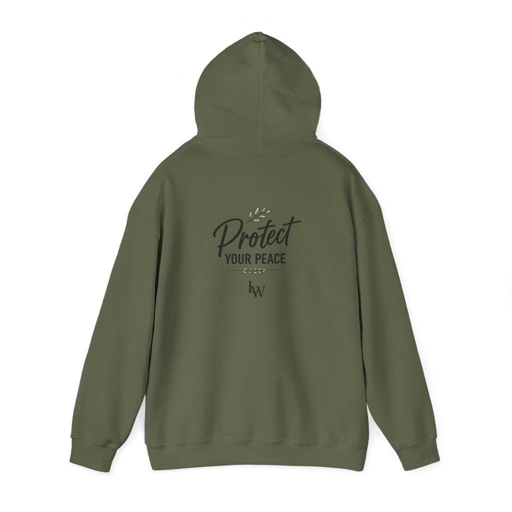 Protect Your Peace Hoodie | Minimal Script Text, White Pullover