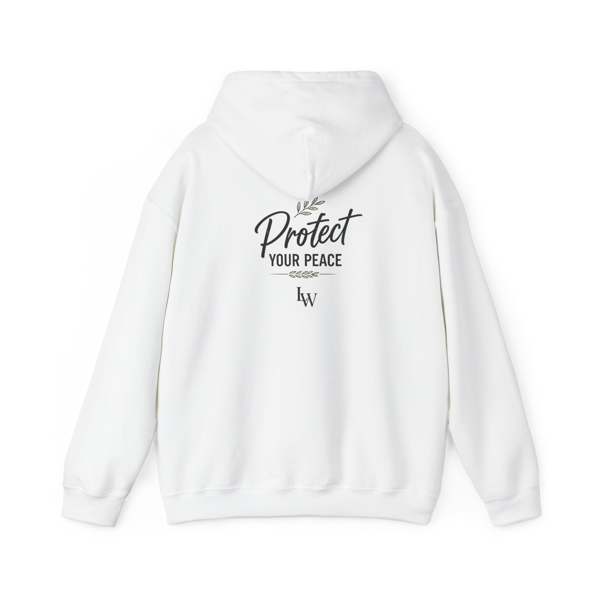 Protect Your Peace Hoodie | Minimal Script Text, White Pullover