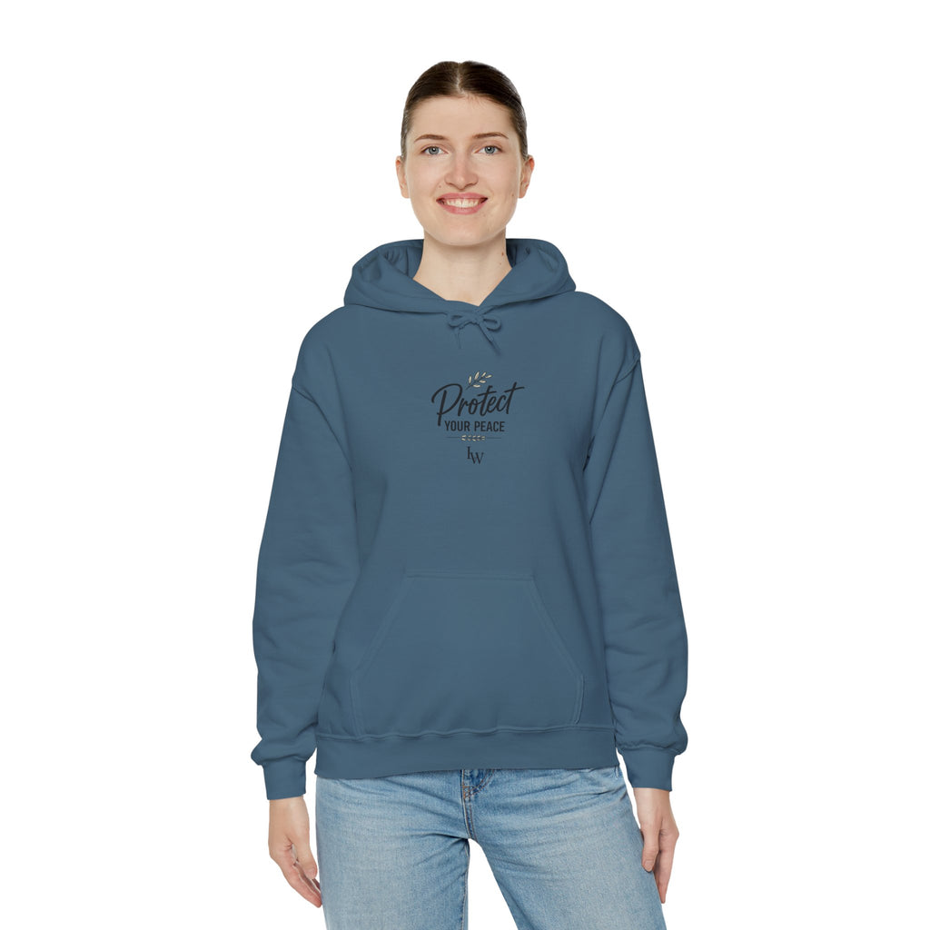 Protect Your Peace Hoodie | Minimal Script Text, White Pullover
