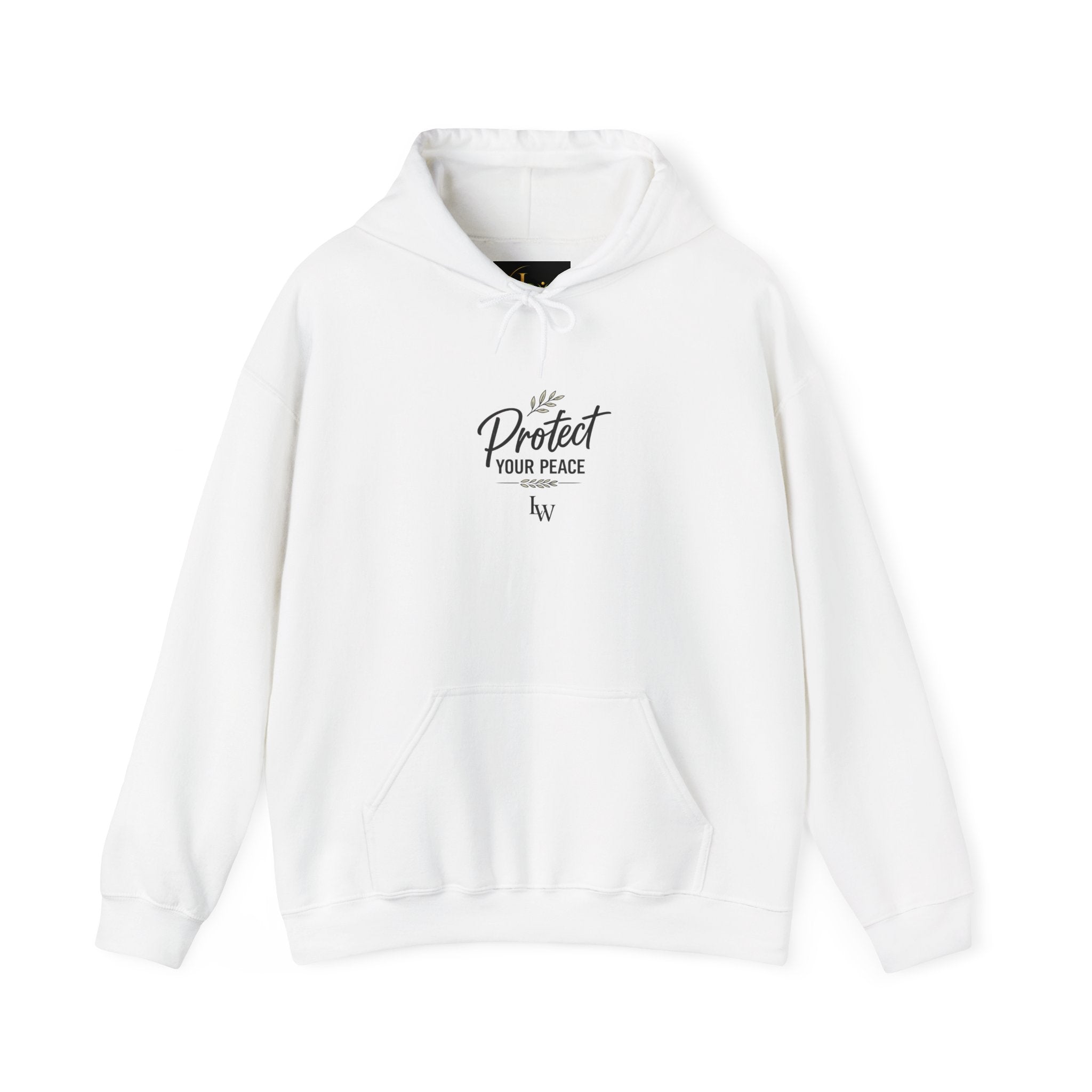 Protect Your Peace Hoodie | Minimal Script Text, White Pullover