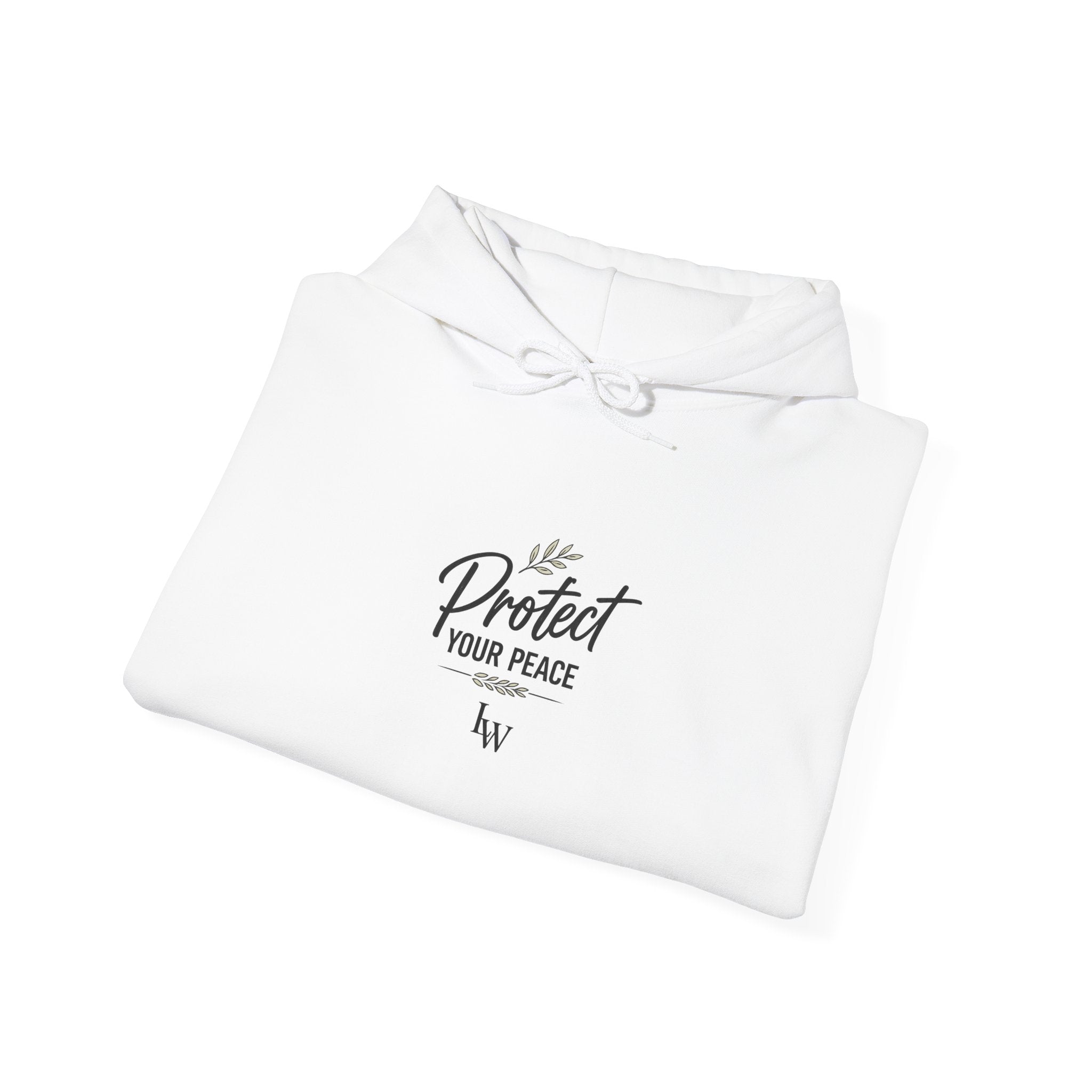 Protect Your Peace Hoodie | Minimal Script Text, White Pullover